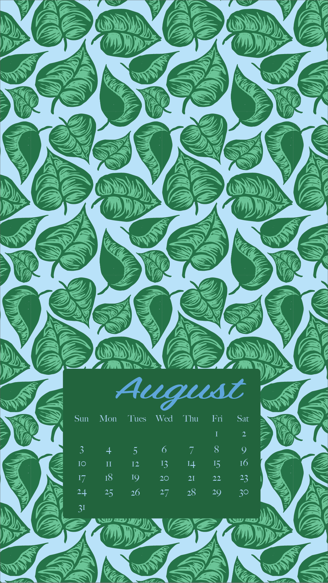 August 2025 Digital Phone Calendar