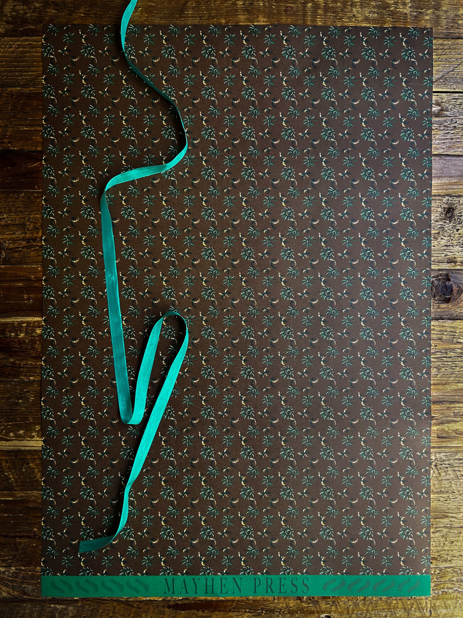 rich brown and green tiny daisy floral patterned crafting paper