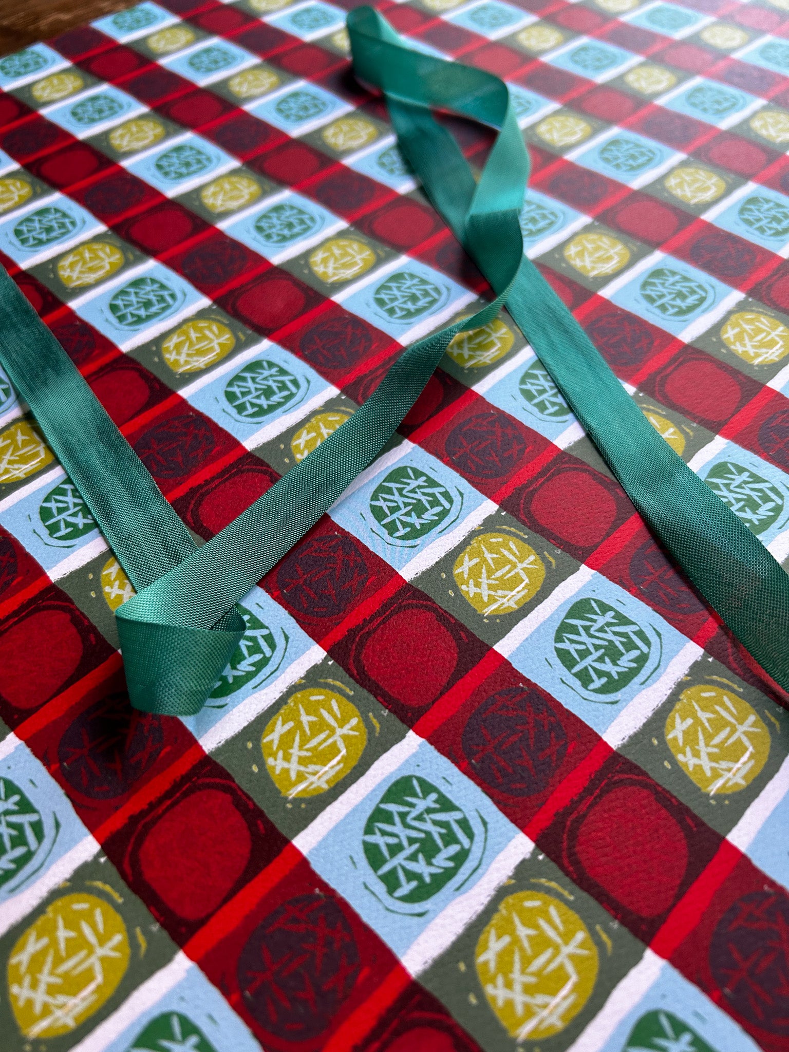 close up of artist designed unique dots and stripes patterned paper